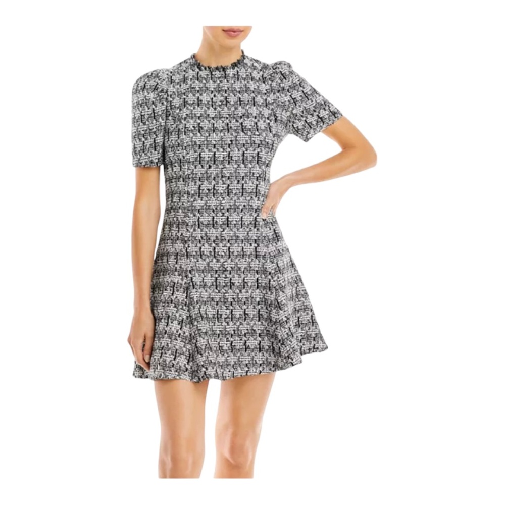 Aqua Black and White Textured Dress Sz S